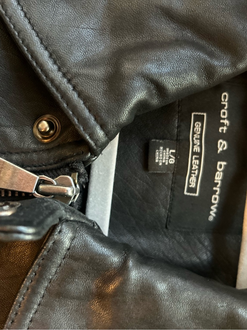 Men’s croft & barrow Black Leather Jacket (L) - Picture 3 of 7